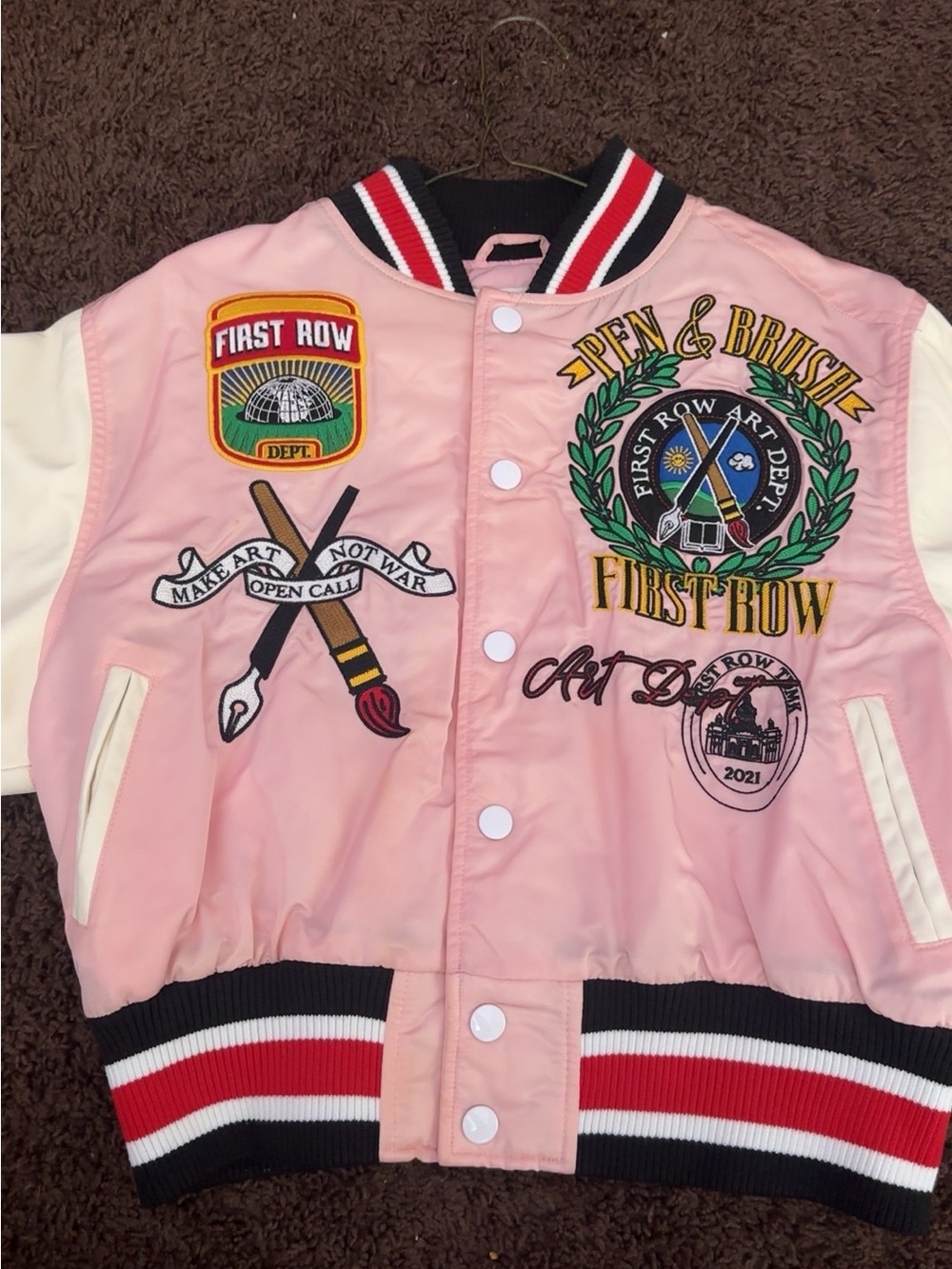 Pink Varsity-Style Kids Jacket